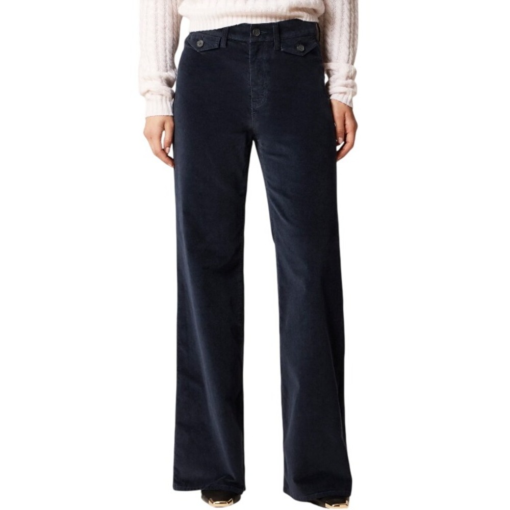 J. Crew Womens 29 Navy Wide Leg Washed Velvet Trousers